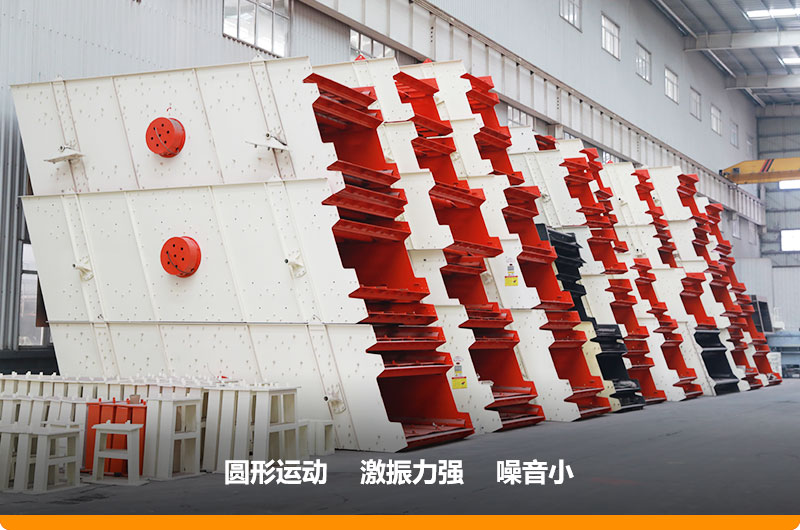 圓振動篩，篩孔尺寸為5-80mm，處理能力32-276t/h